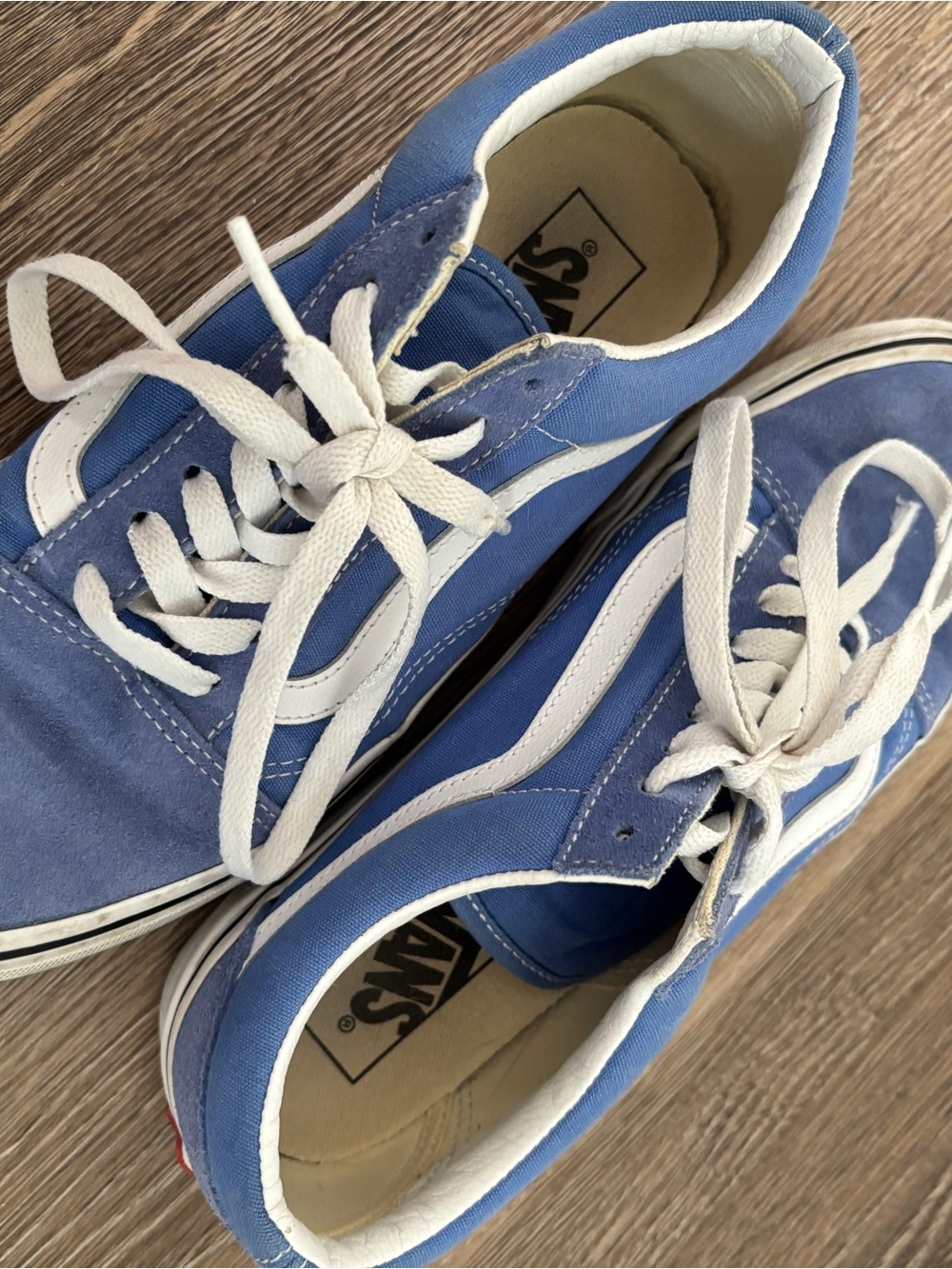 Vans Womens Blue Old Skool Sneakers with White Stripe